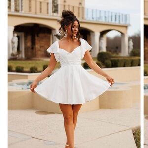 White Sweetheart Neckline Mini Dress